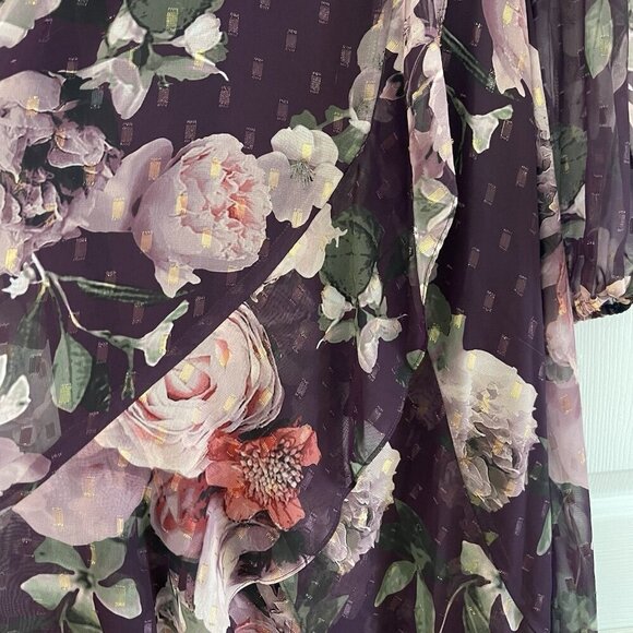 XSCAPE Womens Maxi Dress 4 Floral Asymmetric Cottagecore Ethereal Festival Boho - Picture 4 of 8